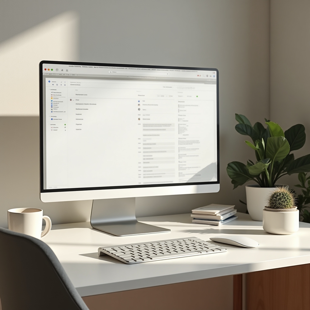 Notion-Workspace mit einfacher Projektstruktur auf einem Monitor