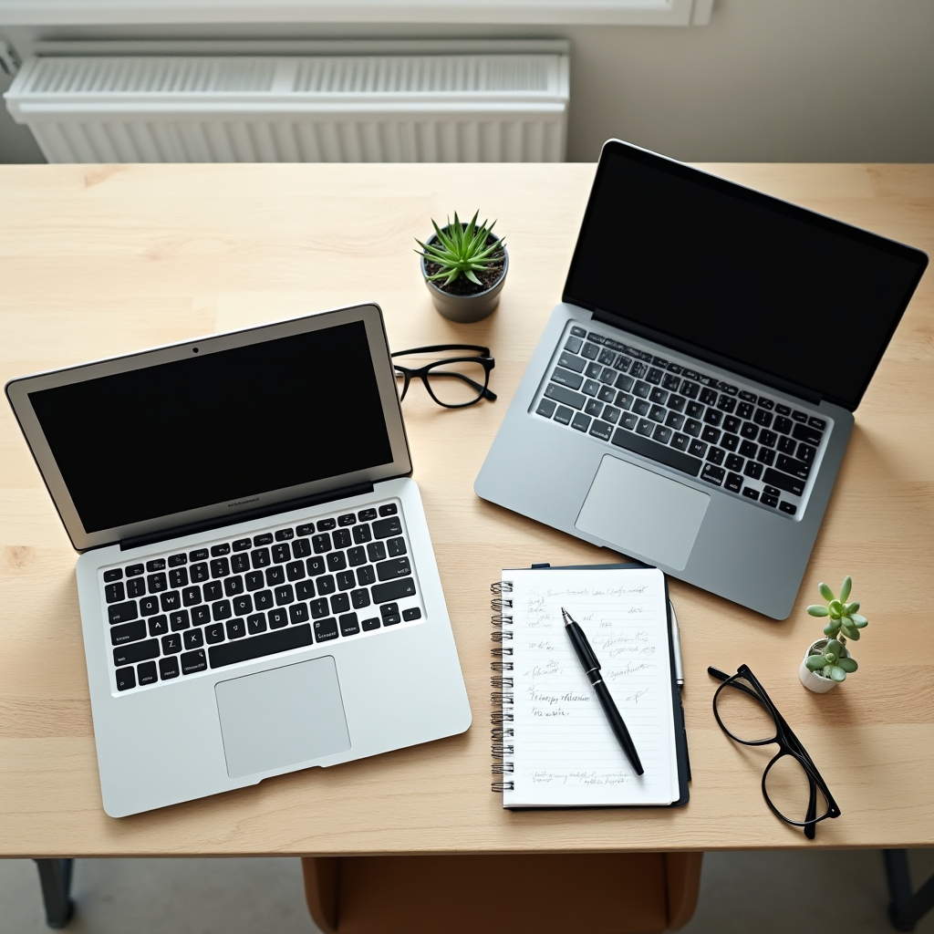 Vergleich von Slack und Microsoft Teams auf zwei Bildschirmen