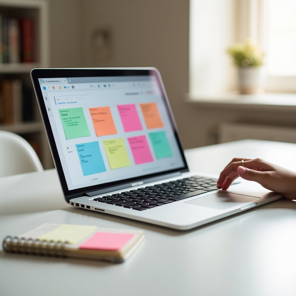 Trello-Board auf einem Laptop-Bildschirm mit Aufgabenkarten